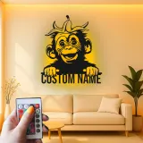 Personalisierte Schimpansen Namensschild | LED Metall-Wandkunst | Lustiges Affenlicht für Kinderzimmer & Babyzimmer | Individuelle Tierdekoration