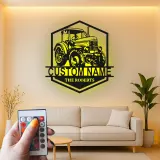 Insegna in metallo LED personalizzata a forma di trattore - Regalo per agricoltori, decorazione rustica per fattoria 2