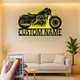 Insegna in metallo LED personalizzata per motociclette - Regalo per motociclisti, decorazione per garage o man cave 2