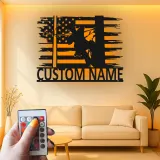 Décoration murale en métal personnalisée avec drapeau américain et rétroéclairage pour électriciens