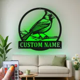 Cartel de metal LED de pájaro cardenal personalizado, regalo para amantes de la naturaleza, decoración de sala de estar o jardín