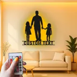 Cartel Personalizado para Padre e Hijas | Arte de Metal LED | Regalo Personalizado para Papá de Hijas | Decoración de Hogar Familiar