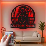 Custom Labrador Retriever Sign | LED Light Metal Wall Art | Personalized Dog Lover Gift | Realistic Pet Portrait Home Decor