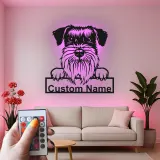 Insegna LED Schnauzer Personalizzata | Arte Murale in Metallo | Regalo per Amanti dei Cani, Decorazione Moderna per Casa e Clinica