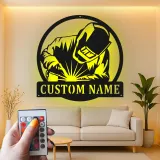 Décoration murale en métal LED personnalisée pour soudeurs - Cadeau pour la décoration de garage ou d'atelier 1