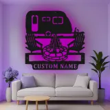 Cartel de metal LED Camper personalizado Regalo de camping para entusiastas del aire libre Decoración de patio de RV