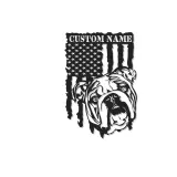 Décoration murale en métal personnalisée avec bulldog et drapeau américain éclairée LED - Cadeau pour amoureux des chiens, décoration intérieure patriotique