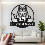 Cartel de metal LED de lobo personalizado regalo de vida salvaje para amantes de la naturaleza decoración de sala de estar rústica