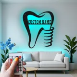 Custom Dentist Tooth Led Light Metal Wall Art Personalized Dental Office Decor Gift for Dentists