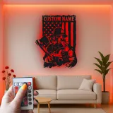 Individuelles Feuerwehr-LED-Schild | Personalisierte Metall-Wandkunst | Patriotisches Helden Geschenk für Ihn | Feuerwehrmann Wohnkultur