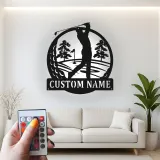 Insegna personalizzata con nome da golf | Decorazione murale LED in metallo per ufficio e man cave | Regalo personalizzato per golfista | Arredo per interni ed esterni