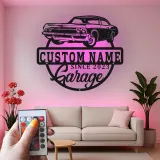 Custom Classic Car Led Light Metal Wall Art Personalized Garage Gift for Him Man Cave Decor 3