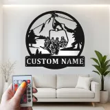 Insegna in Metallo con Seggiovia Personalizzata | Arte Murale Retroilluminata per Sciatori | Decorazione per Cabinette Montane e Regalo per Nome di Famiglia