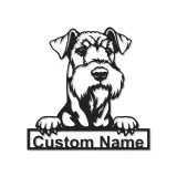 Décoration Murale en Métal LED Schnauzer Personnalisée | Panneau de Portrait d'Animal | Cadeau Moderne pour Amoureux des Chiens