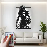 Personalized Football Player Metal Wall Art | Custom LED Sign with Name & Number | Teen Room Decor | Athlete Gift