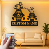Custom Motocross Duo Led Light Metal Wall Art Personalized Gift for Dirt Bike Enthusiasts Garage or Man Cave Decor