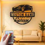 Cartel de metal LED personalizado para garaje de coches deportivos, regalo para entusiastas de los coches, decoración de man cave