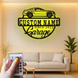 Custom LED Garage Sign | Metal Auto Shop Decor | Personalized Man Cave Wall Art | Lighted Car Enthusiast Gift