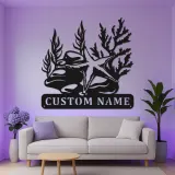 Custom Starfish Metal Sign | LED Ocean Reef Wall Art | Personalized Nautical Decor for Beach House | Coastal Marine Life