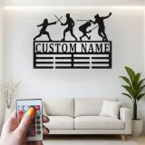 Custom Fencing Metal Wall Art | Personalized LED Name Sign for Athlete | Fencer Gift & Sports Team Decor
