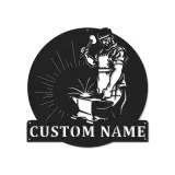 Décoration murale en métal personnalisée pour forgeron avec rétroéclairage LED - Cadeau pour artisans