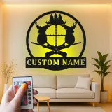 Décoration murale en métal personnalisée pour la chasse au cerf avec rétroéclairage LED, cadeau personnalisé pour les chasseurs, décoration de cabane rustique 1
