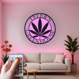 Custom Cannabis Leaf Led Light Metal Wall Art Personalized Gift for Greenhouse Enthusiasts Home Decor