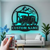 Custom Mountain Crane Truck Led Light Metal Wall Art Personalized Gift for Construction Enthusiasts Garage Decor