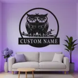 Cartel de búho a medida con luces LED | Decoración mural de metal de búho real personalizado | Decoración salvaje para amantes de la naturaleza | Cartel rústico para cabaña