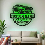 Custom Muscle Car Led Light Metal Wall Art Personalized Garage Gift for Car Enthusiasts Man Cave Decor 4