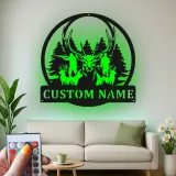Personalisierte LED-Metall-Wandkunst für Hirschjäger – Geschenk für Outdoor-Fans, Deko für Hütte oder Man Cave
