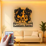 Décoration murale en métal LED personnalisée Border Collie pour les amoureux des chiens 1
