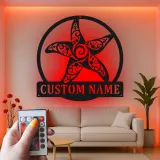 Personalized Starfish LED Metal Sign | Ornate Coastal Wall Art | Custom Nautical Decor for Beach House & Salon