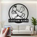 Insegna in metallo LED personalizzata Microfono | Decorazione per studio di registrazione | Regalo illuminato per cantanti | Arte murale per vocalist