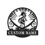 Arte Mural de Metal de Caballito de Mar Personalizado | Decoración Náutica LED para el Océano | Regalo Personalizado para Hogar Costero y Casa de Playa