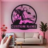 Insegna in Metallo Personalizzata per Subacqueo | Arte da Parete LED Oceanica | Targa Nome Personalizzata per Regalo per Subacqueo | Decorazione Nautica per Casa e Ufficio