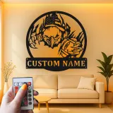Cartel de metal personalizado con luz LED de águila americana y fútbol, regalo personalizado para aficionados al fútbol, decoración de man cave