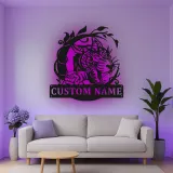 Custom Leopard Led Light Metal Wall Art Personalized Wildlife Gift Jungle Theme Decor for Living Room
