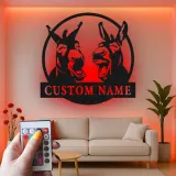 Cartel de metal LED personalizado de burros riendo regalo rústico para amantes de los animales decoración de granja