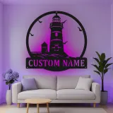 Custom Lighthouse Led Light Metal Wall Art Personalized Coastal Gift Nautical Decor for Beach House 2
