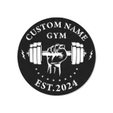 Insegna palestra personalizzata con luce LED | Decorazione murale in metallo personalizzata per home gym | Logo weightlifting per appassionati di fitness