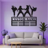 Panneau personnalisé d'arts martiaux féminin | Décoration murale en métal LED pour filles | Décor de karaté et taekwondo personnalisé | Plaque de nom de dojo et de chambre