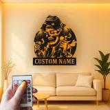 Personalisierte LED-Schädel Metall-Wandkunst – Einzigartiges Geschenk für Schweißer