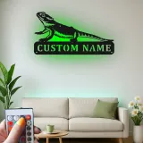 Insegna in metallo personalizzata con drago barbuto e luce LED regalo per amanti degli animali decorazione per stanza rettile