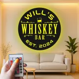 Cartel de metal personalizado con luz LED para bar de whisky, regalo personalizado para amantes del whisky, decoración de bar en casa