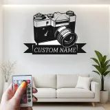 Personalisierte Vintage Kamera LED Licht Metall-Wandkunst Geschenk für Fotografen, Studio- oder Bürodekor 1