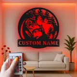 Décoration murale en métal personnalisée avec lumière LED de meute de loups