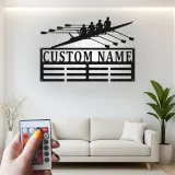 Personalisierte Ruder-Team-Schild | Individuelle Ruder-LED-Metall-Wandkunst | Geschenk für Trainer | Bootshaus- & Fitnessstudio-Dekor