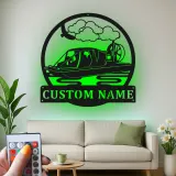 Insegna in metallo personalizzata con luce LED per airboat - Regalo di nautica per lui, decorazione per man cave o garage