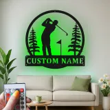 Cartel LED de golf personalizado | Decoración mural de metal a medida para sala de ocio | Decoración con nombre de golfista | Regalo para papá